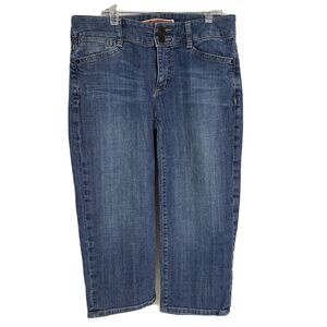 Gap Womens Jeans Size 4 Crop Capris Curvy Flare Stretch Flap Pockets Blue